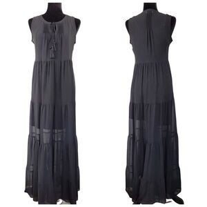 Calvin Klein Woman’s Black Sleeveless Semi Sheer Chiffon Maxi dress size 4